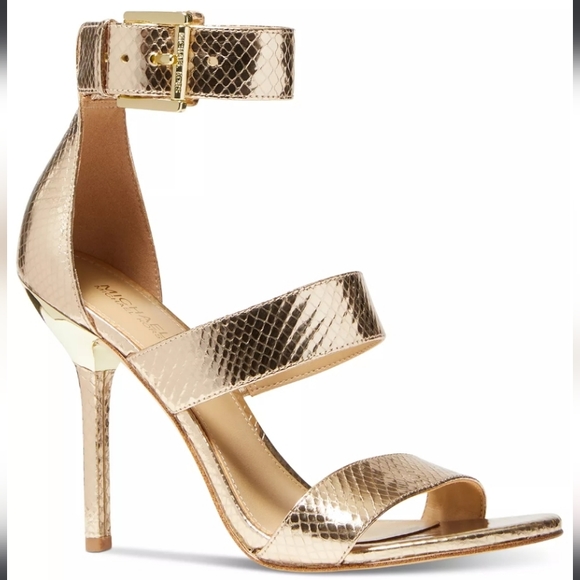 MICHAEL Michael Kors Shoes - Michael Kors Amos Ankle-Strap Sandals Pale Gold 8.5